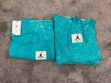 Nike Air Jordan Fleece Jogger Pants Hoodie Suit Set Washed Emerald Green Sz 2XL