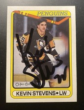 1990-91 O-Pee-Chee #360 Kevin Stevens Rookie Card Autographed Auto. rookie card picture