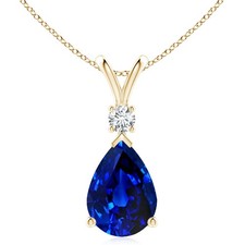 ANGARA 6.73 Ctw Natural Blue Sapphire Pendant With Diamond in 14K Gold (AAAA)