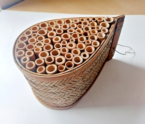 Outdoor Wood Mason Hanging Tear Drop Bee Pollinating Home - 6" x 10"