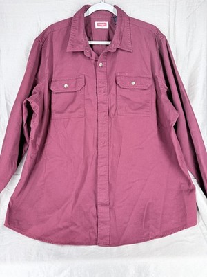 Wrangler Shirt Long Sleeve Men's XL Cotton Blend Maroon Button Up Wester
