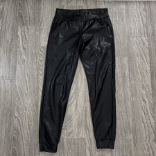 COMMANDO Faux Leather Pull On Jogger Pants Black Sz Small