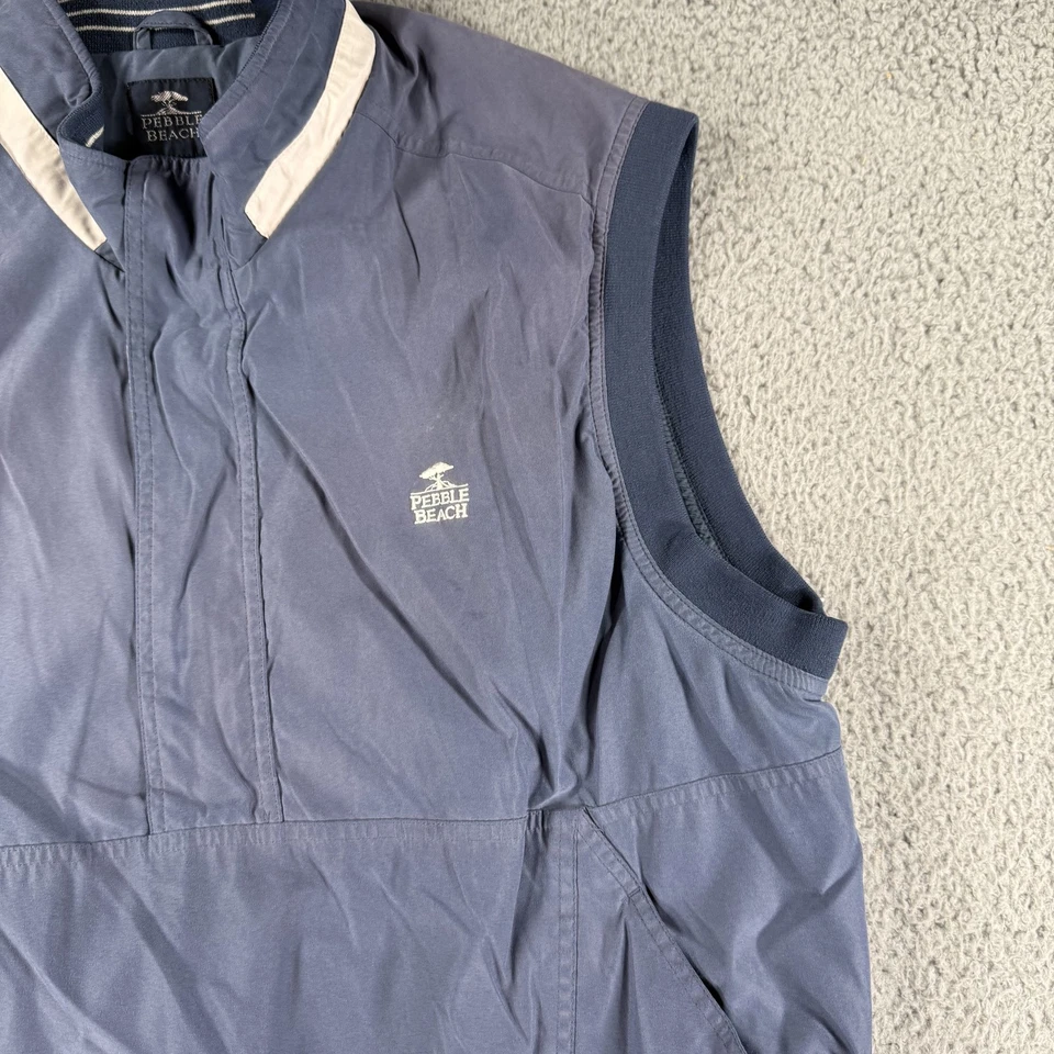 Pebble Beach Pullover Vest Mens XL Blue Water Resistant Windbreaker Golf Jacket - Image 2 of 4
