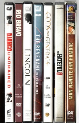 7 Western DVDs (Hombre+Hateful 8+Revenant+Lincoln+Rio Bravo)
