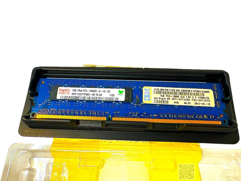44T1568 I IBM 1GB DDR3 SDRAM DIMM PC3-10600 ECC módulo de memoria sin búfer 44T1572 Foto 3 de 4
