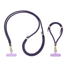 Phone Lanyard, 1pcs Crossbody Phone Strap 1pcs Wrist Strap with 2 Pads, Purple