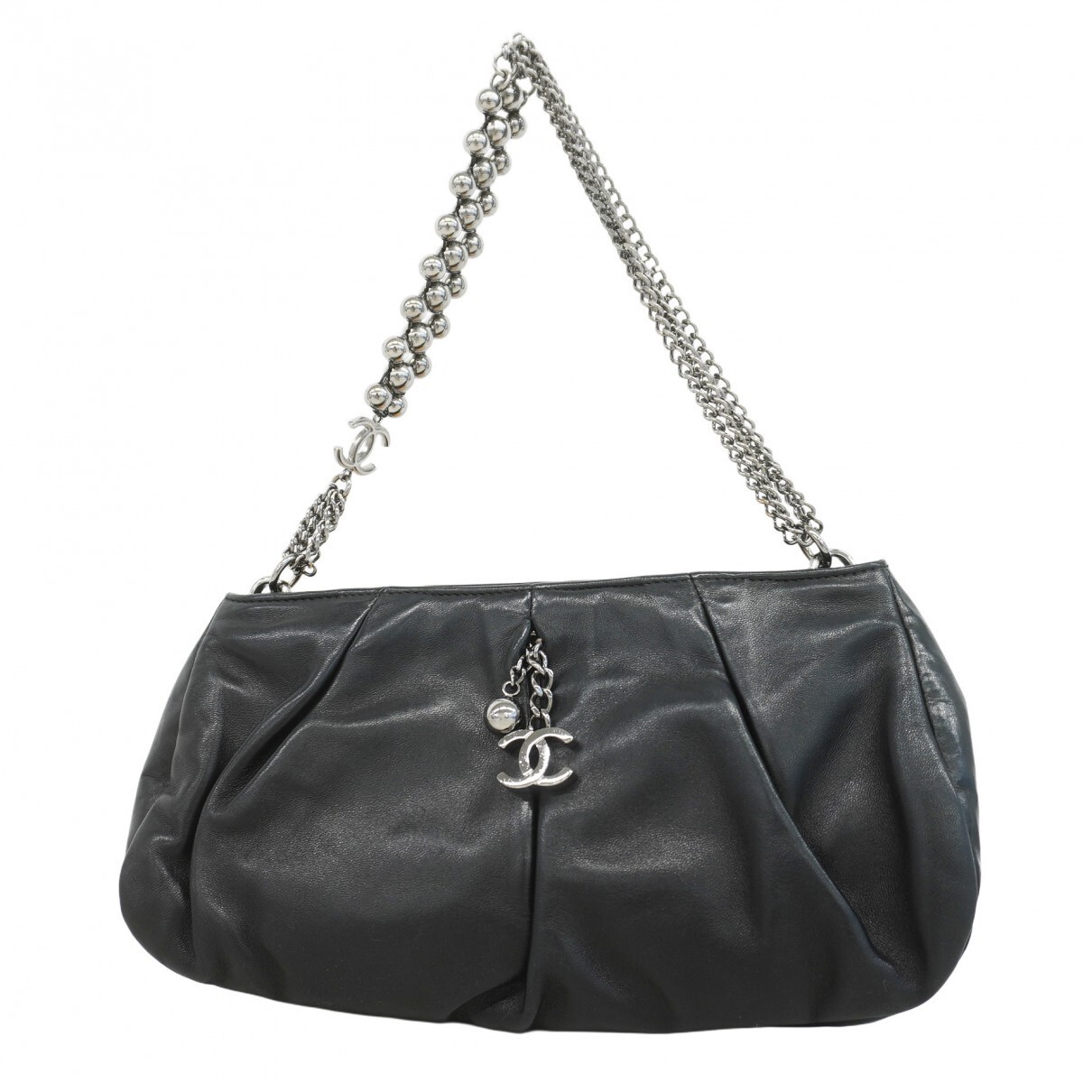Chanel Silver Hardware Leather Chain Shoulder Bag 421941