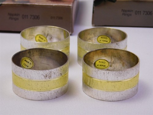 4 Boxes WM A Rogers Silver Plated Brass Napkin Rings NOS 011-7306 - Picture 3 of 6