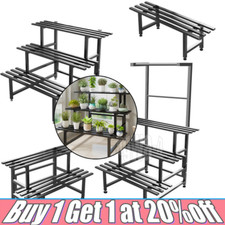 1/2/3 Tier Metal Plant Stand Indoor Outdoor Garden Flower Pot Shelf Display Rack