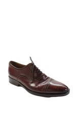 Santoni Mens Leather Lace Up Oxford Dress Shoes Pecan Brown Size 8 D