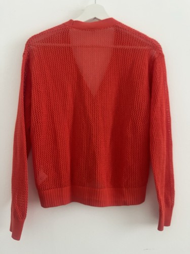 WOMENS UNIQLO V NECK MESH CARDIGAN SMALL ORANGE - Picture 2 of 6
