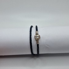 Original Pandora Moments Doppel Schwarz Leder Armband 38CM ALE 925 590705CBK-D