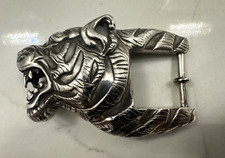 RARE Kieselstein Cord Sterling Silver Tiger Buckle 87.2 Grams, fits 1 inch belt