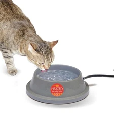 K H Pet Products 32 Ounce Heated Water Bowl Slate Gray Indoor Outdoor Use