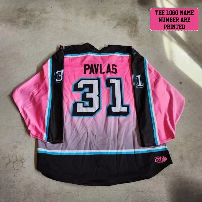 Camisa de Hockey Personalizada Columbus River Dragons Rosa La Pista Todo Impreso Unisex Foto 2 de 4