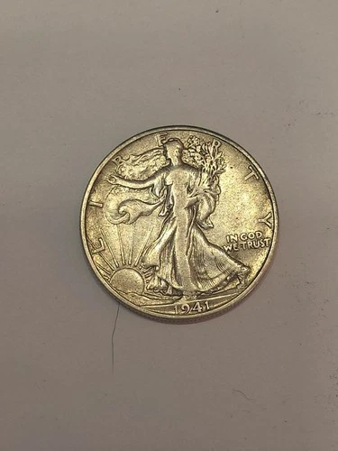 1941. Walking Liberty Half Dollar; Very Good  Details.