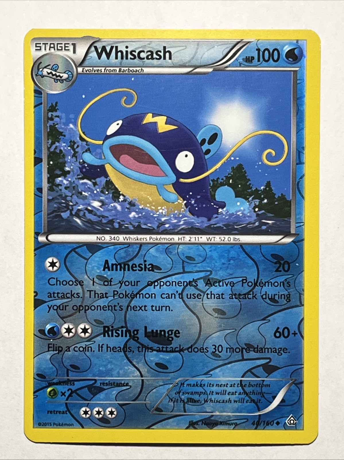 💎2015 Pokemon Whiscash 40/160 Reverse Holo XY Primal Clash LP