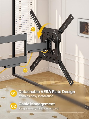 Full Motion TV Wall Mount for 23–65 Inch Flat & Curved TVs and Monitors, Swiv... - Picture 4 of 9