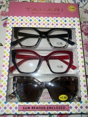TAHARI +1.50 Premium Reading Glass Collection READING GLASSES 3 PR  Set