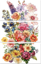 Rub on Floral Transfer Decals for Furniture Crafts 6"x12", 3Pcs Waterproof UV Tr