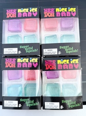 NeeDoh Nice Ice Baby 4-Pack Mini Cubes  Squishy Fidget Stress Toy