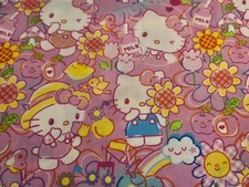 3 YARDS Cotton Fabric - HELLO KITTY Garden Doodle Pink Springs Creative