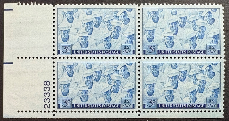 U.S. Scott #935, Plate Block of 4, U.S. Navy in WW II Issue, Fine-Very Fine, MNH