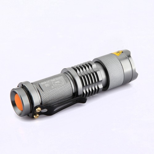 Mini CREE Q5 LED Flashlight 7W 300LM Torch Adjustable Focus Zoom Lamp Silver SA3