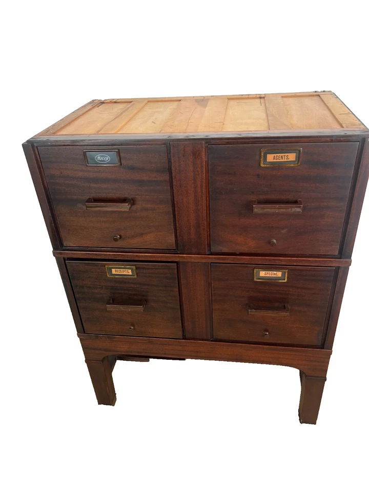 Antiguo archivador Macey apilable librería expositora caoba cuatro cajones 1914 Foto 3 de 4