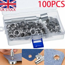 Silver 6/8/10mm 100 Sets Leather Eyelets Ring Washer Grommets Punch Tool Kit