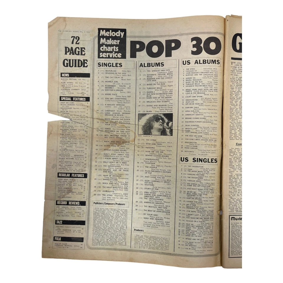 Melody Maker May 4, 1974 Steel Eye Span Mahavishnu Andy Williams Gary Glitter - Image 2 of 2