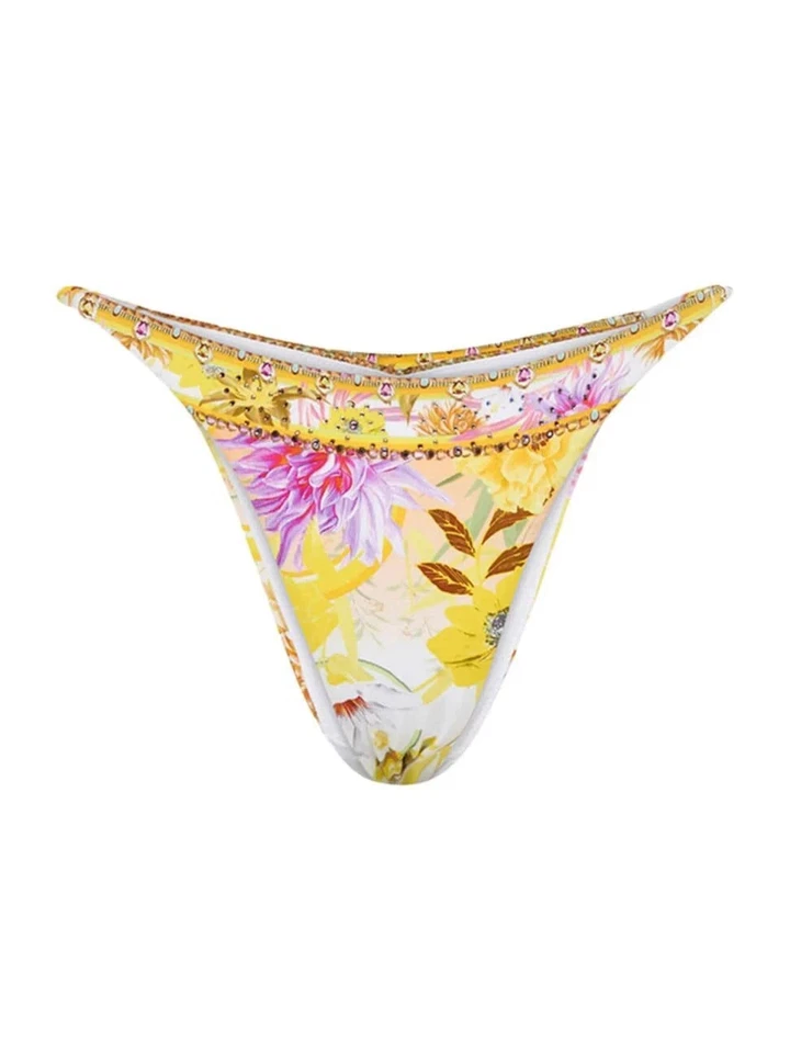 NUEVO CON ETIQUETAS - Parte inferior de bikini Camilla "How Does Your Garden Grow" con frente a inmersión - Pequeña/US 6 Foto 4 de 4