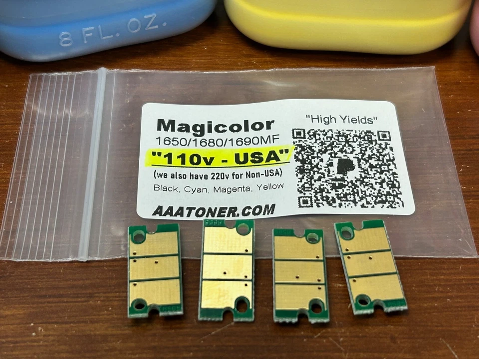 (100g x 4) Recarga de tóner para Konica Magicolor 1600/1650/1680/1690 MF + 4 chips Foto 2 de 4