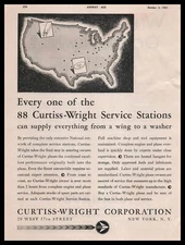 1931 Curtiss Wright Corp New York Aircraft Service Stations Map Vintage Print Ad