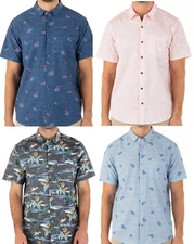 Hurley Men's One and Only Lido Stretch Hawaiian Button Down Short Sleeve Shirt