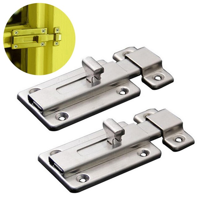 2pcs Stainless Steel Door Latch Sliding 