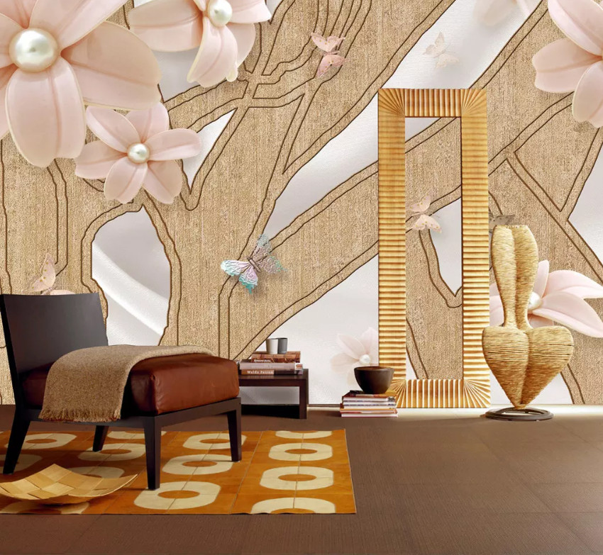 3D Pearl Flower 10637NA Wallpaper Wall Mural Removable Self-adhesive Fay