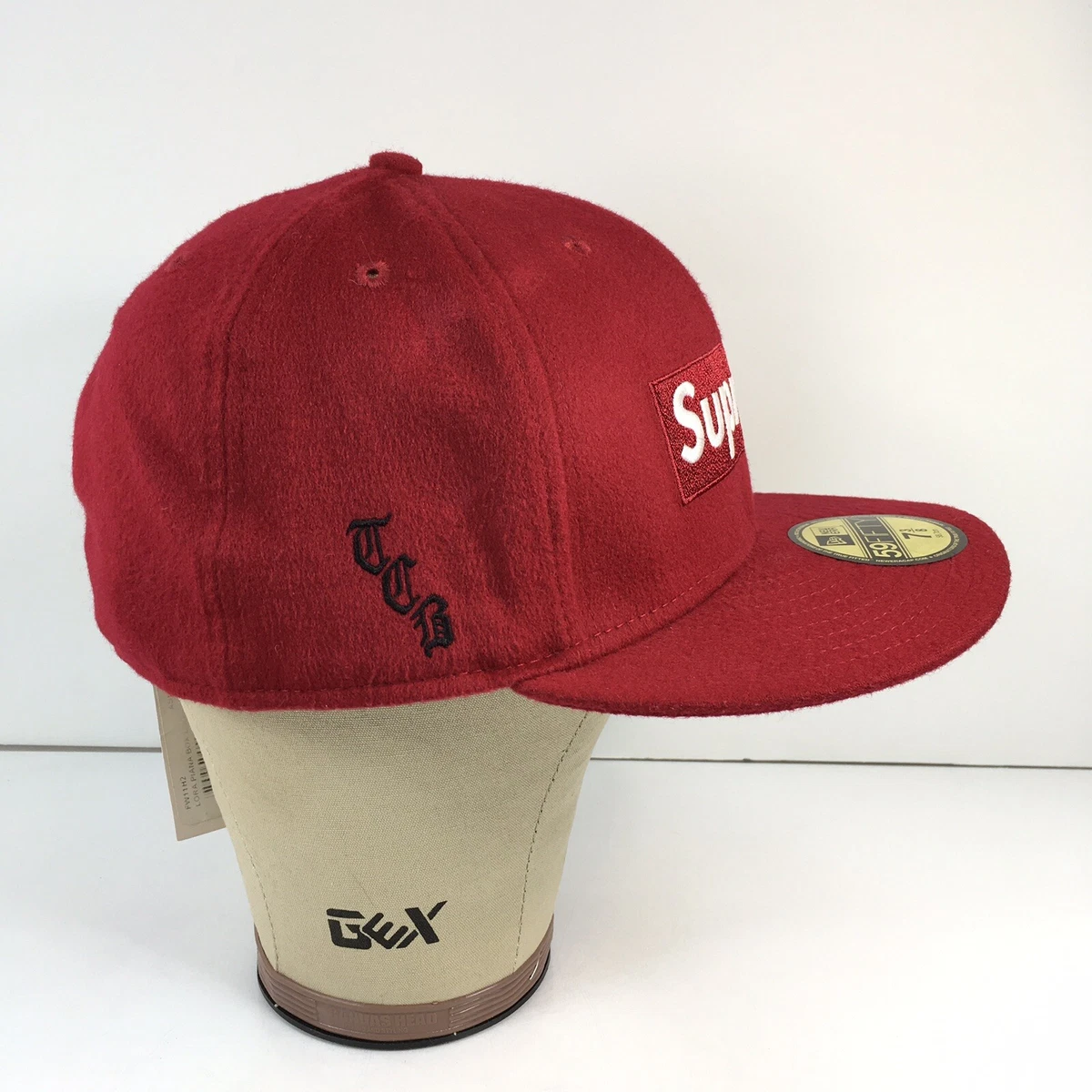 Supreme Box Logo Hat Fitted 7 3/8 Loro Piana Wool Red Six Panel 2011