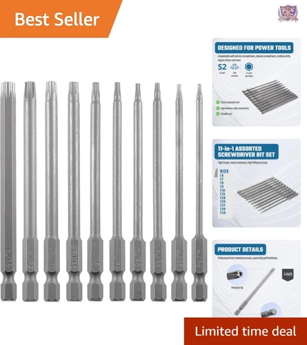 11-Piece Torx Screwdriver Bit Set - S2 Steel, 4 Inch for Impact Drivers