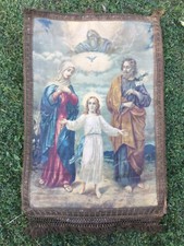  ICONOGRAFIA ANTICO ARAZZO STENDARDO ARTE SACRA FAMIGLIA ICONA 