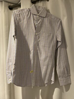 Proper Cloth 100% Cotton MTM slim cut white brown green check dress shirt | eBay Proper Cloth 100% Cotton MTM slim cut white brown green check dress shirt | eBay