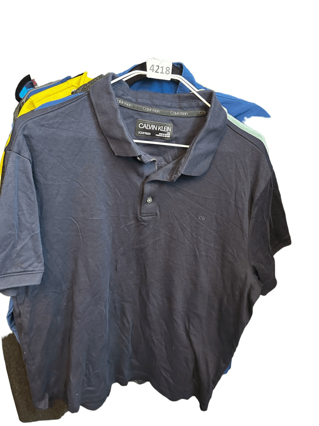 CALVIN KLEIN liquid touch Solid blue POLO SHIRT -L - image 7