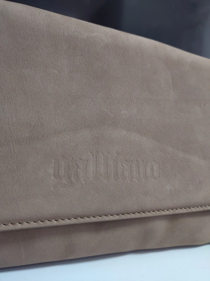De Colección John Galliano Beige Gris Cuero Nobuck Bolso de Hombro Baguette Bolso sin asas Foto 3 de 4