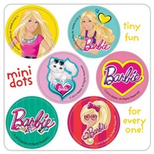 150 Licensed, Smilemakers Mini Barbie Stickers, Each 7/8" Round