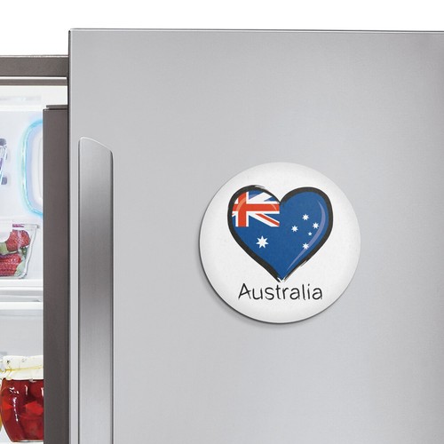 I Love Australia Falg | 4'' X 4'' Round Decorative Magnet - 第 2/2 張圖片