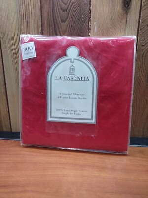 NEW La Casonita 4 Standard Pillowcases 300 Thread Count Red