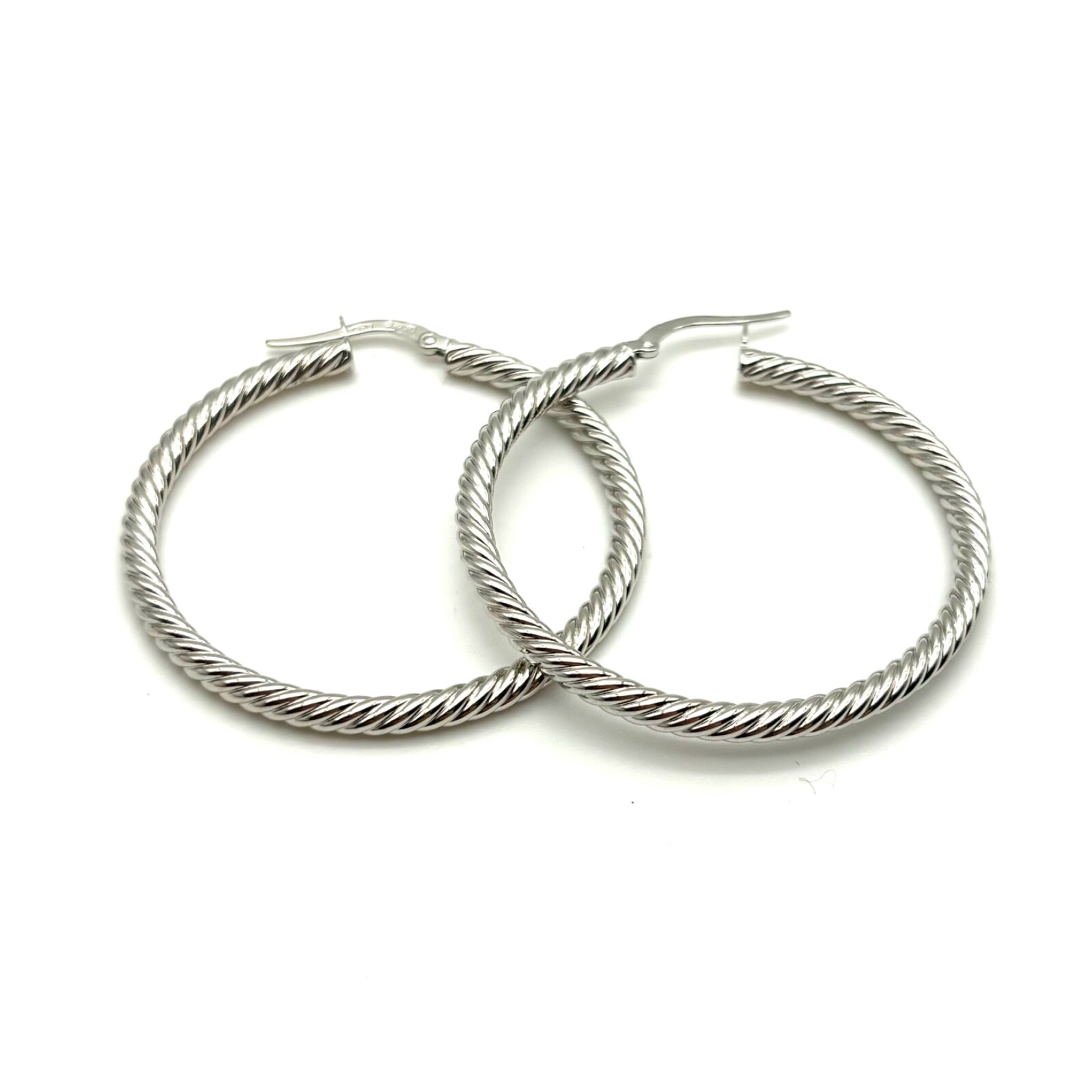 Aros de oro blanco 18K - Aros trenzados 18K - Oro italiano