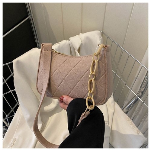 Felt + Polyester Chain Handbag Pure Color Crossbody Pouch Gift - Picture 8 of 15