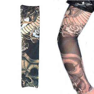 Fake Temporary Tattoo Sleeve Nylon Arm Stocking Skull Snake Mens Womens Kids Ebay