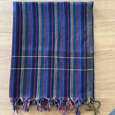 Woven Striped Wrap Colorful Fringe Scarf 80"x 31"
